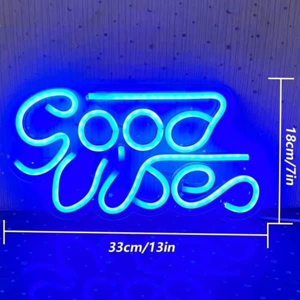 (blå) Neonskylt - Good Vibes - Blå Modell - USB-driven - Heminredning - 1W blue
