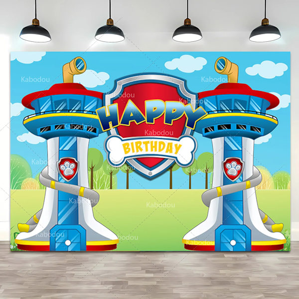 Hund Paw Bone Party Bakgrund Paw Patrol Vakttornet Födelsedag Bakgrund Anpassat namn Ålder Baby Shower Banner Poster Fotostudio Paw Patrol Vinyl 300x250cm