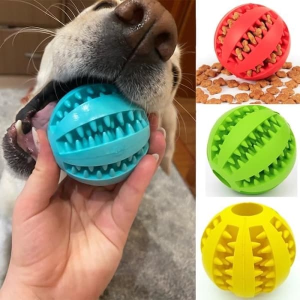 Leksaker - Hundlekar, Giftfria Hundleksaker av Gummi, Tandrengöringsbollar - Typ Blå-5CM