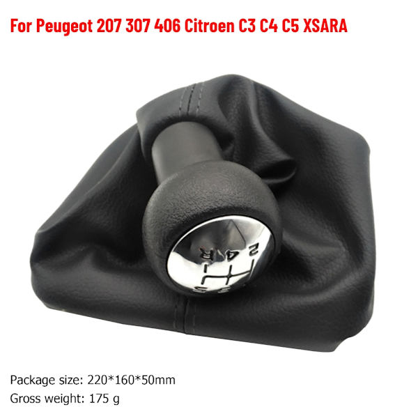 5-växlad växlingsknopp Växelkåpa för Peugeot 207 307 Citroen C3 C4 C5 W/ Kragar Spak Stick Damask Cover Interiör Del-A A
