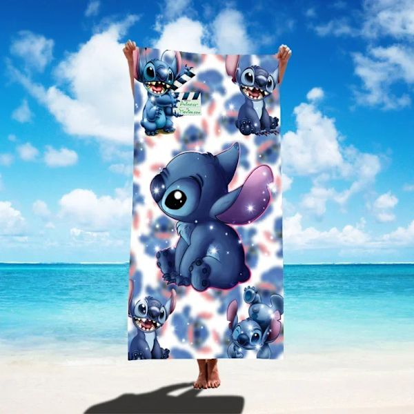 Disney Lilo & Stitch Badhandduk Tecknad Mjuk Absorberande Snabbtorkande Strandhanddukar Kawaii Anime Angel Stitch 3D Print Badhanddukar 23 Thick style 75x150cm