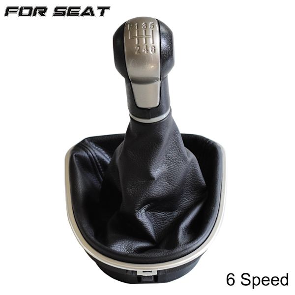 Växelspaksspak 5 6-växlad ABS med läderdamask Kompletta set för Seat Altea 2004-12 Leon II 2005-12 Toledo III-6 hastighet 6 Speed