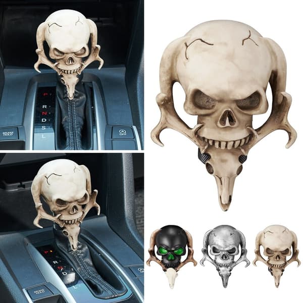 Demon Skull Devil Totem Girspakknapp Passer Universal Manuell Girkasse Skull Auto Interiør Dekor Tilbehør - Sølv Silver
