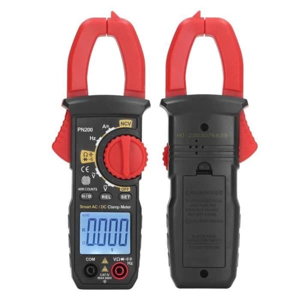 Digitalt Amperemeter - SURENHAP - AC DC NCV Model - 600V - 20A - Baggrundsbelyst Display Red and black