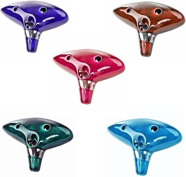 Ocarina instrument med rem och sångbok, 12-håls ocarinor med presentförpackning, handformat displayställ