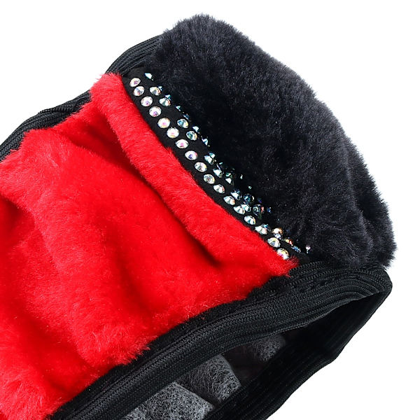 (Svart Röd) Universal 37-38cm Diameter Mjuk plysch Rhinestone Cover Interiörtillbehör Styrskydd Bilstyling Black Red