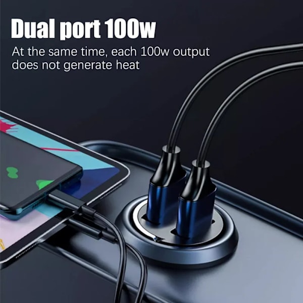 200W Billaddare Dubbla Portar Snabbladdning QC3.0 USB Adapter Biltelefonladdare En Port 100W USB-omvandlare För iPhone Samsun 120W Sliver