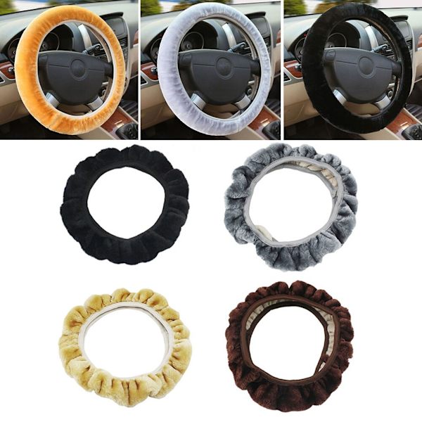 (svart) Universal Mesh -tyg Ratt Plysch Cover Set Varm Mjuk Fuzzy Plysch Vinter Biltillbehör Interiör black