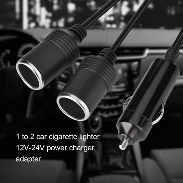 2-vejs 12/24 volt adapter, cigarettænderadapter. Cigarettænderkabel, til lastbiler, til biler,