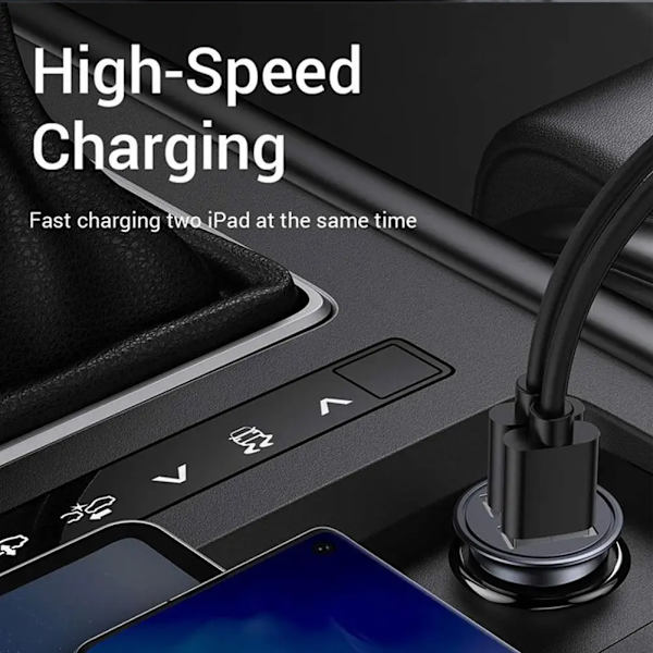 Billadapter för bil med dubbla USB-portar för iPhone 13 12 S21 S22 Snabbladdning 12v 24v Black