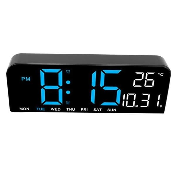SALUTUYA Stor Digital Väggklocka SALUTUYA LED Bordsklocka Digital Väckarklocka Stor Display LED Väggklocka Blå