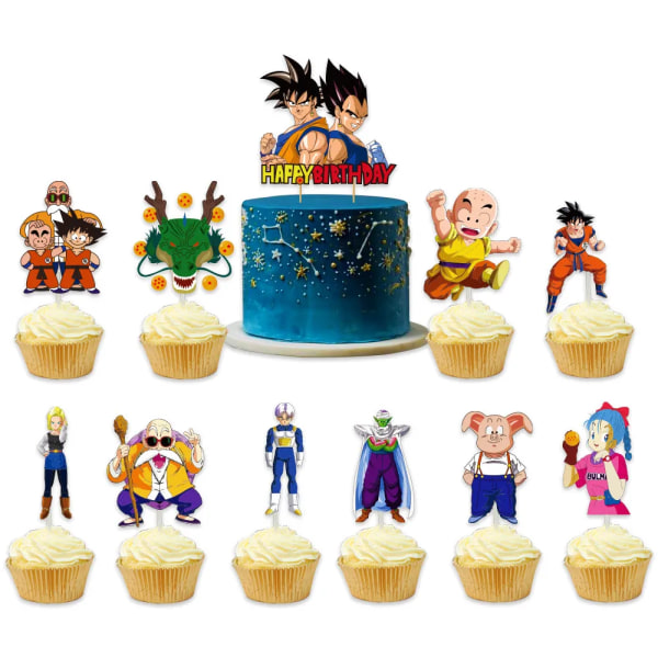 Anime Dragon Ball Son Goku Tema Barn Födelsedagsfest Dekorationer Latexballonger Banner Cake Topper Baby Shower DIY Party Supplies SetA