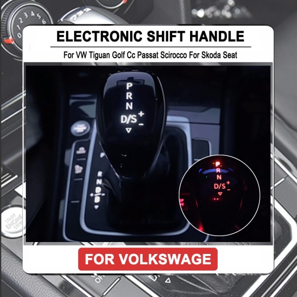 DSG AT Synchronize Electronic Display Växelspaksknopp Växelspak Handboll LED Rött/Vit Ljus För VW Golf 6 Passat 7 Tiguan-Vit-Krom White-Chrome