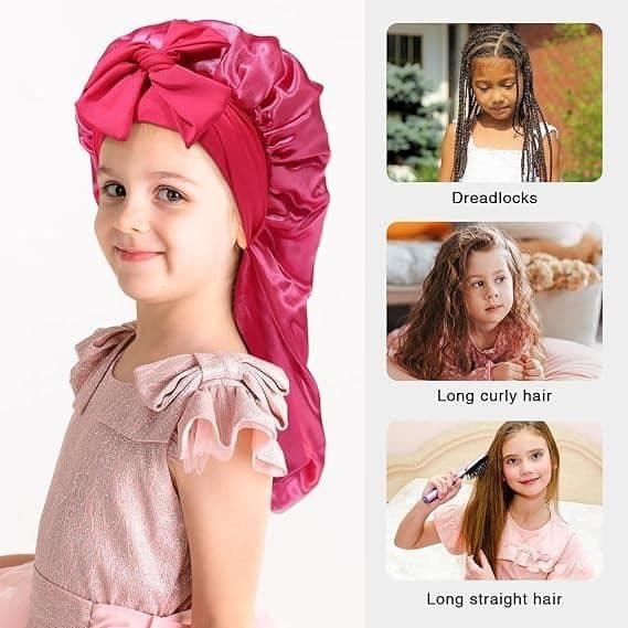 Hårbonnet for jenter - Elastisk nattlue i silke, nattlue, silke bonnet