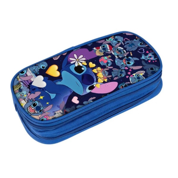 Ny Disney Stitch Stor kapacitet Pennväska Case Anime Figur Dubbellagers multifunktionell case studenter brevpapper barn Leksak 19