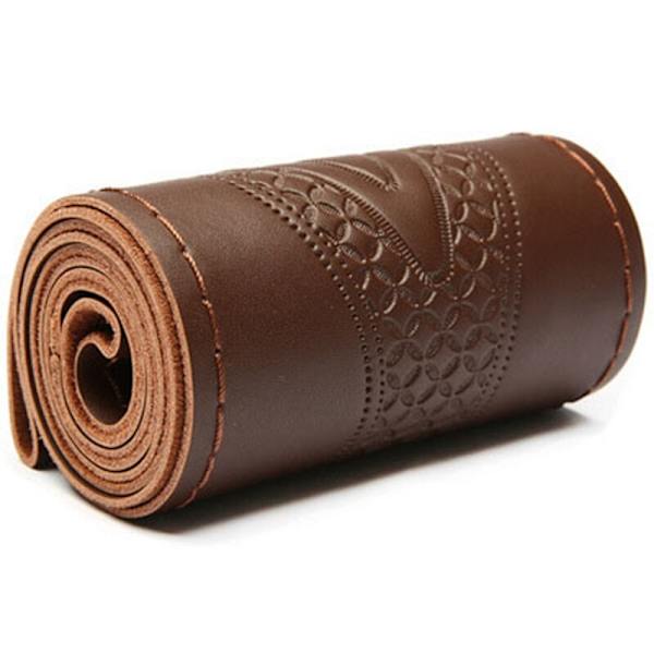 (E)Car SUV diameter 37/38cm Auto Rat- Wheel Cover Anti-Slip Prägling Läder Bilstyling Tillbehör Universal Braid Case passform E