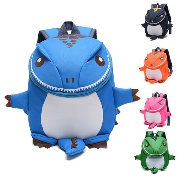 Skolesekk for barn, 3D dinosaurdesign, for gutter og jenter, søt, mørkeblå