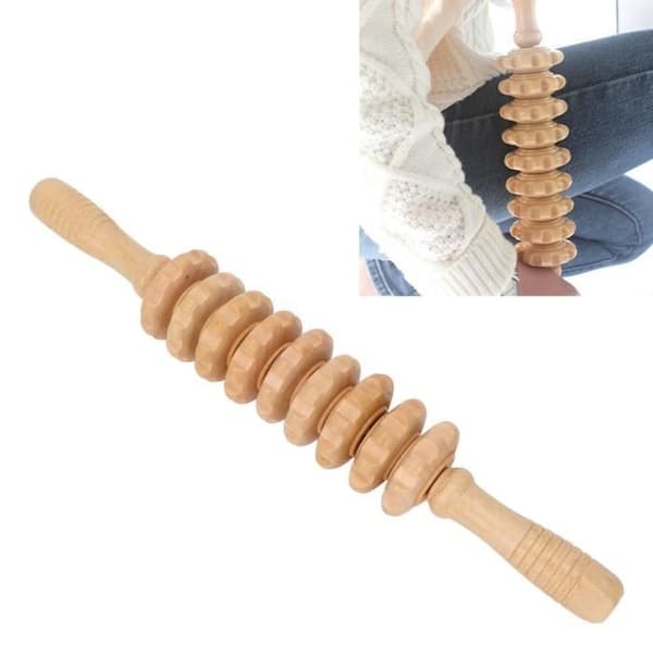 Fascia Massage Roller Træ Massage Roller Ergonomisk 9 Roller Træ Massage Roller til 116095