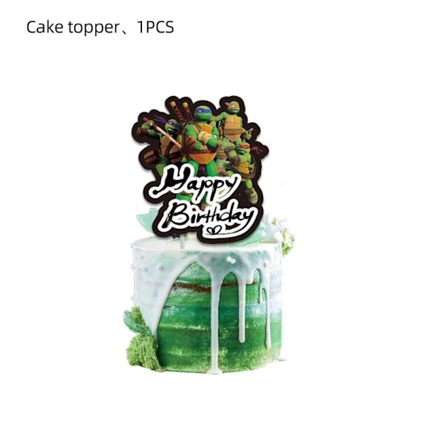 Nya Teenage Mutant Ninja Turtles Födelsedagsfesttillbehör TMNT papperstallrikar Pappersmuggar Flagga dra flaggor Halmfesttillbehör 24PCS small ensign