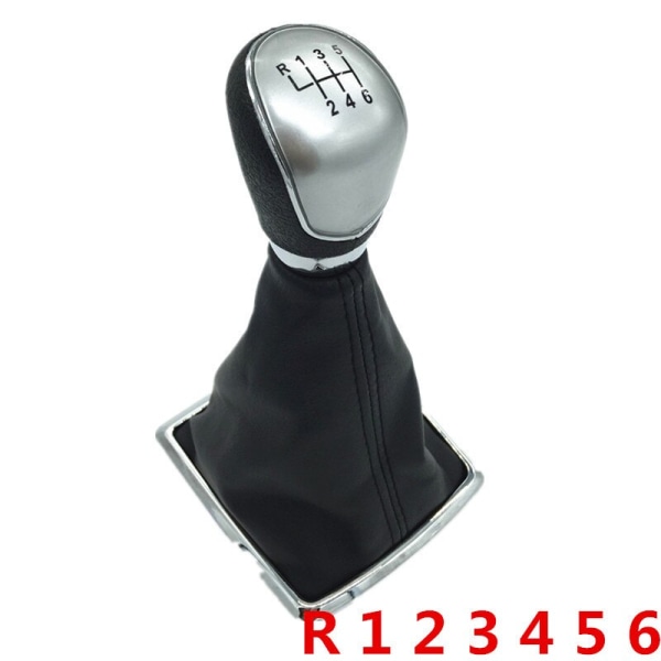5/6-växlad manuell bilstyling Växelspaksknopp Damask Boot Case för Ford Focus 2 MK2 FL MK3 MK4 Fiesta MK7 KUGA GALAXY C-max B-max-6 Speed Silver 6 Speed Silver