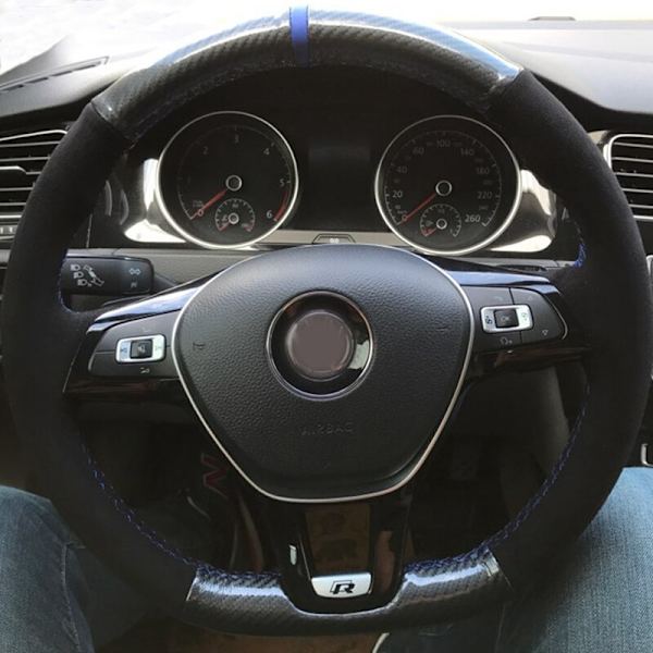(stil 2)Handsydd cover i svart kolmockafiber för Volkswagen VW Golf 7 Mk7 Ny Polo Jetta Passat B8 style 2