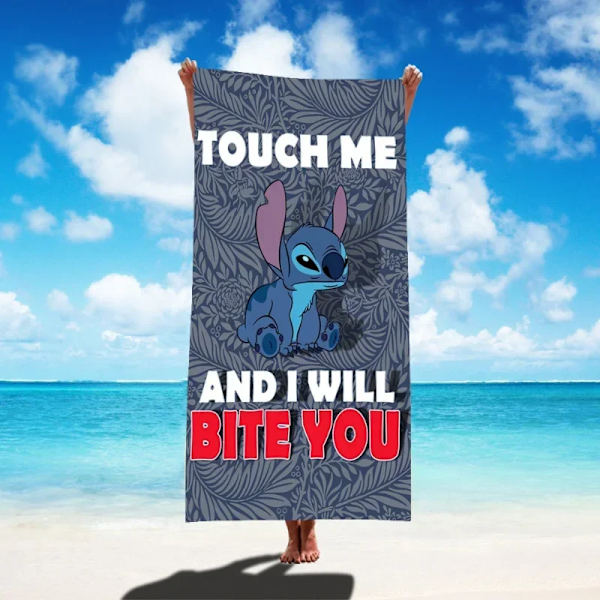 Disney Lilo & Stitch Badhandduk Tecknad Mjuk Absorberande Snabbtorkande Strandhanddukar Kawaii Anime Angel Stitch 3D Print Badhanddukar 26 Thin style 75x150cm