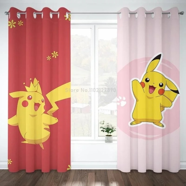 Japanska Pikachu Pokeman Animie 1 stycke Kawaii mörkläggningsgardiner Fönsterdraperier för vardagsrum Gardiner för barns julklapp 3 W160xH160cm