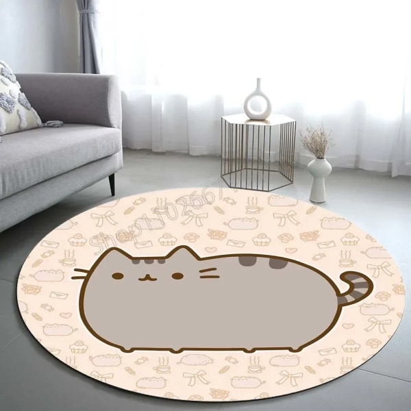 Pusheen Mattor Cirkel Tecknad Anime Figurer Feta Katter Söta Anti Halk Hem Vardagsrum Dekoration Dörrdyna Golvmattor Presenter 1 Diameter 40cm