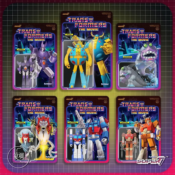 Super 7 Transformers Reaction Wave 6 Wreck-Gar Unicronx Quintesson Sharkticon Ultra Magnus Cyclonus 3,75 tum actionfigurleksaker Ultra Magnus