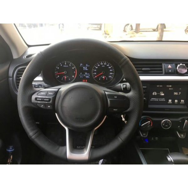 (BLACK LINE)Svart läder handsytt cover till KIA RIO X-LINE X LINE RIO 4 2017 2018 Biltillbehör BLACK LINE