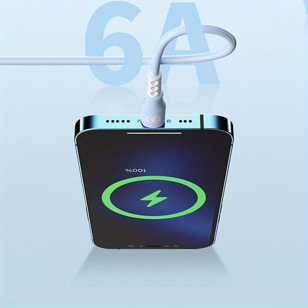 66W 3-i-1 Hurtigladekabel, 1,2m USB-datakabel, Egnet for mobiltelefoner og bærbare datamaskiner - Blå