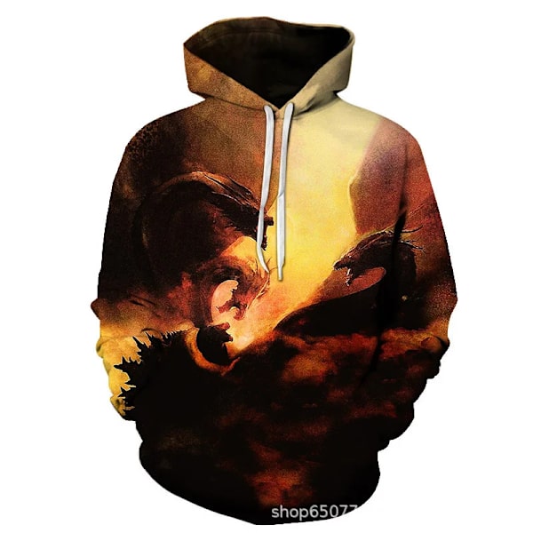 Godzilla Cosplay Hoodies Anime King of The Monsters Harajuku 3D print Mode Män Dam Sweatshirt Barnens Halloween kostymer 10 130cm