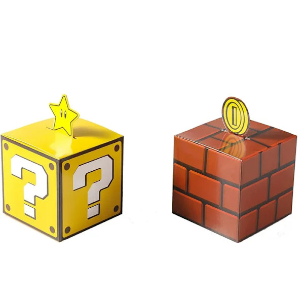 10st Super Mario Bros Rekvisita Tegelstenar och lådor Anime Figurer Leksaker Mario Tema Fest Dekoration Godis Förvaringslåda Barn Födelsedagspresent 10pcs