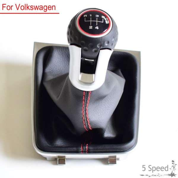 Auto svarta läderstövlar Växelspaksväxlingsknopp 5/6 hastighet för Volkswagen VW Golf 7 A7 MK7 VII för GTI GTD 2013-2018-alternativ1 option1