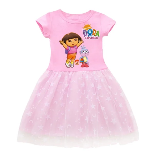 Dora The Explorer Barn Sommar Prinsessa Klänning Söt tecknad Dora Girls Klänning Baby Cosplay Prinsess Klänning Kläder Barn Klänningar Present Purple A 140cm