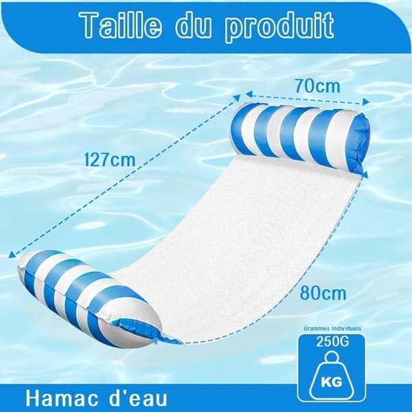2-delad Pool Float för vuxna, Uppblåsbar Poolmadrass, 4-i-1 Fällbar Float Hängmatta, Pool Hängmatta