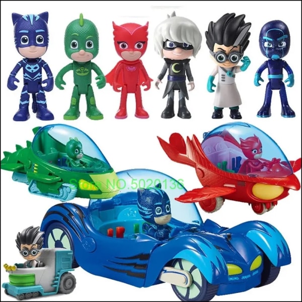 PJ Vehicle, Cat Catboy Masks Figure Night Ninja and Bus Blue, Owlette Owl Glider,Core Plus Save The Sky Gekko 12cm