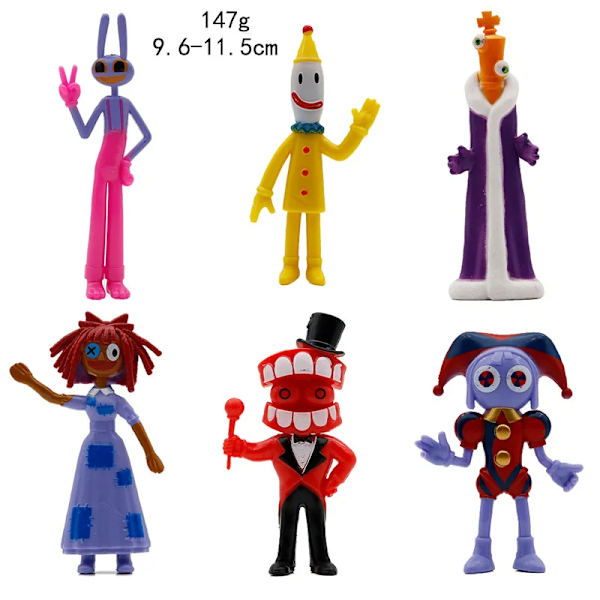 The Amazing Digital Circus Figur Set Pomni Jax Gangle Zooble Action Figurine Dolls Leksak PVC Kinger Caine Modell Barn Julpresent 6pcs set I