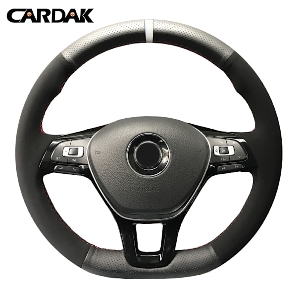 (stil 06)Handsydd Svart Kolfiber Läder Mocka Cover för Volkswagen VW Golf 7 Mk7 Ny Polo Jetta Passat B8 style 06