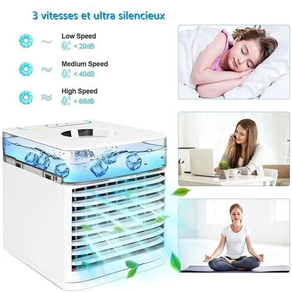 Mini bærbar luftkøler, 4 i 1 USB energibesparende mini køleventilator