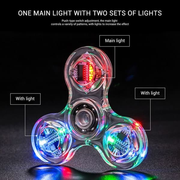 LED Roterende Leke for Barn og Voksne - Transparent LED Lysende Terning - Stresslindring