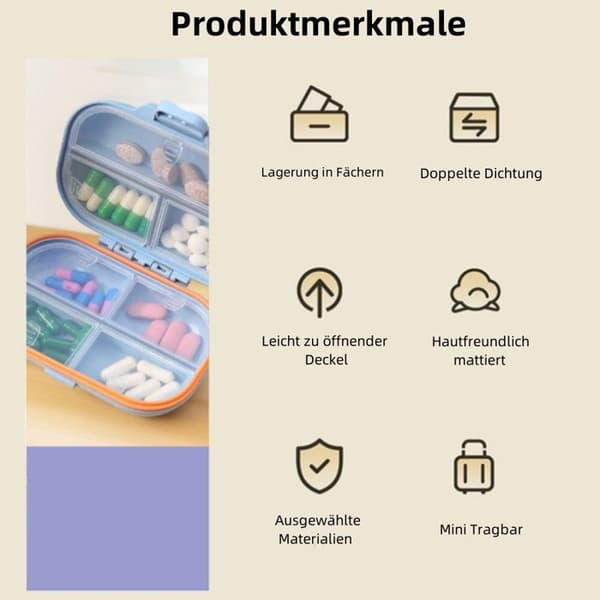 Fuktsäker förseglad pillerask (1 st fuktsäker förseglad bärbar pillerask för förvaring), pillerask