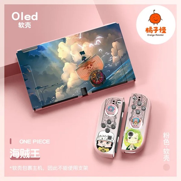 ONE PIECE Luffy Zoro Ace TPU mjukt case Joycon Cover för Nintendo Switch NS OLED-konsol Kristallfodral Tillbehör ONE PIECE 18 For Switch OLED