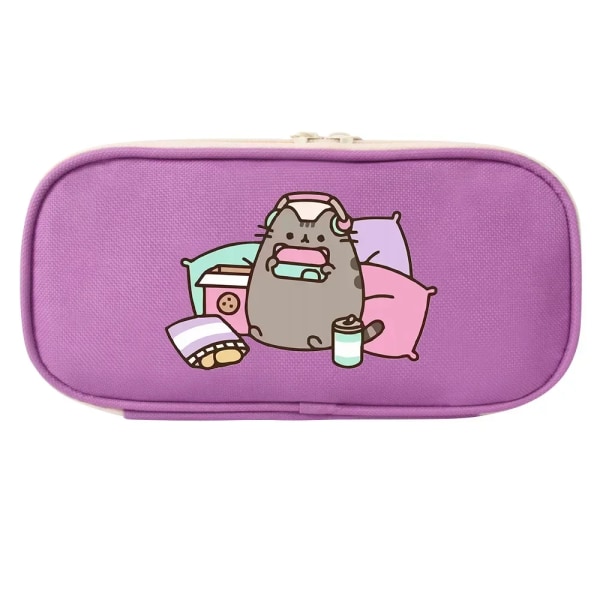 Nya Fat Cats Pusheen Studenter Pennfodral Tecknad Animation Figurer Printed Pennväskor Skolmaterial Brevpapper Födelsedagspresenter PJM 270 Purple