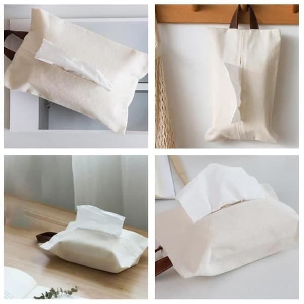Tissue Box - Hem - Bomull - Vit - 15x24 cm - Hängande Design white