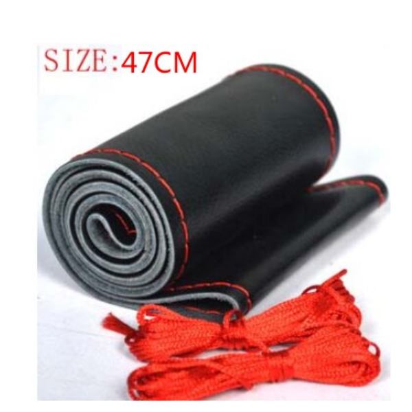 (47CM BACLK LINE RED)stort cover för RV Truck mikrofiber läder bilrattfläta Hållbar 47cm Anpassad storlek 47CM BACLK LINE RED