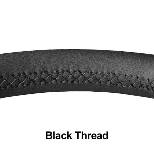 (Svart tråd)Beige konstläder Handsytt halkfritt cover för Fiat 500 2007-2015 500e 2014-2018 500C 2014-2017 Black Thread