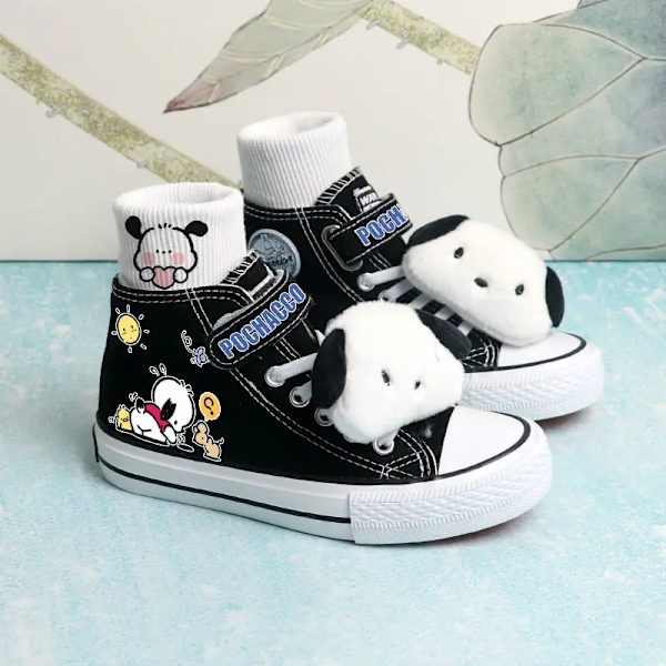 Sanrios My Melody Kuromi Pochacco Anime Kawaii High Top Barn Canvas Skor Tecknad docka Flickor Sport Vita Skor Pojkar Sneakers Pochacco 13 31-20cm