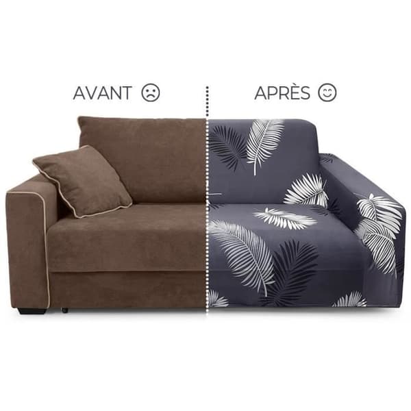 MERKMAK 3-sits Stretch Sofföverdrag Tryckt Stretch med Armstöd för Längd 190-230cm