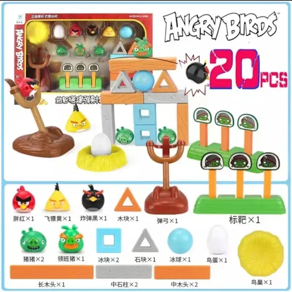 Angry Bird Byggklossar Leksaker Röd Blues Chuck Matilda Minion Grisar Actionfigurer Block Byggnadsskjutspel Födelsedagspresenter 20pcs-A